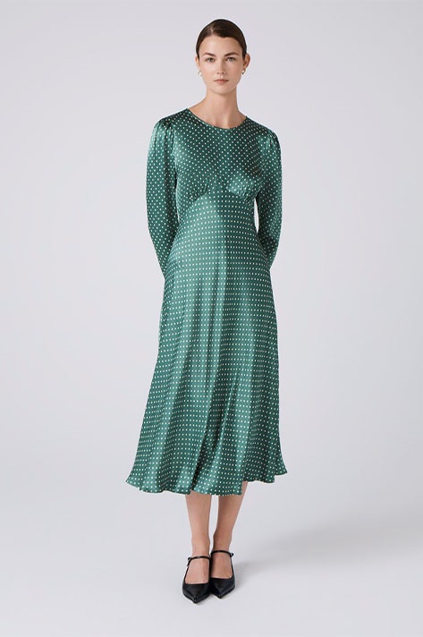 Kiara Polka Dot Satin Dress