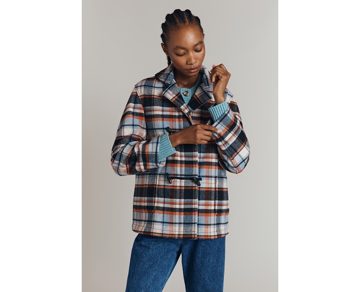 Daphne Checkered Wool Blend Duffle Jacket | Ghost London