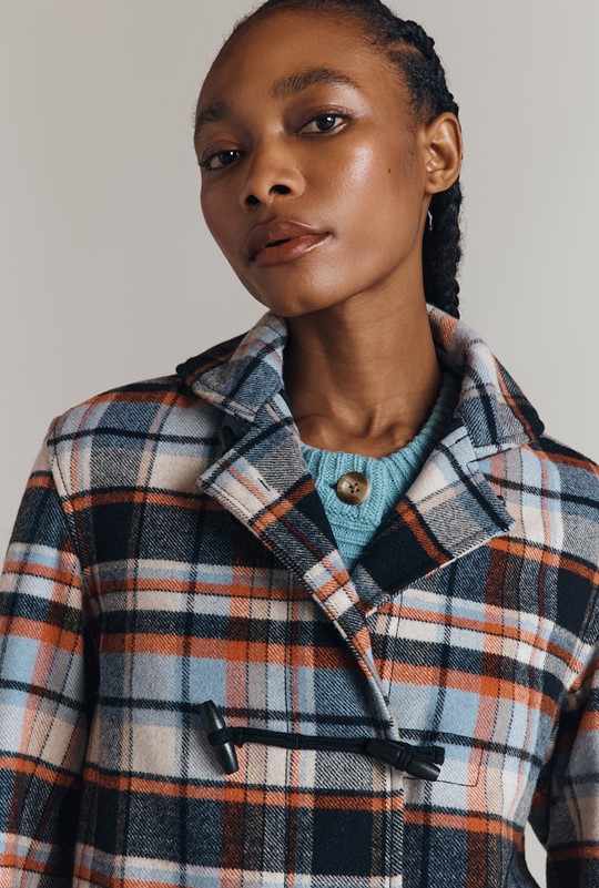 Daphne Checkered Wool Blend Duffle Jacket | Ghost London