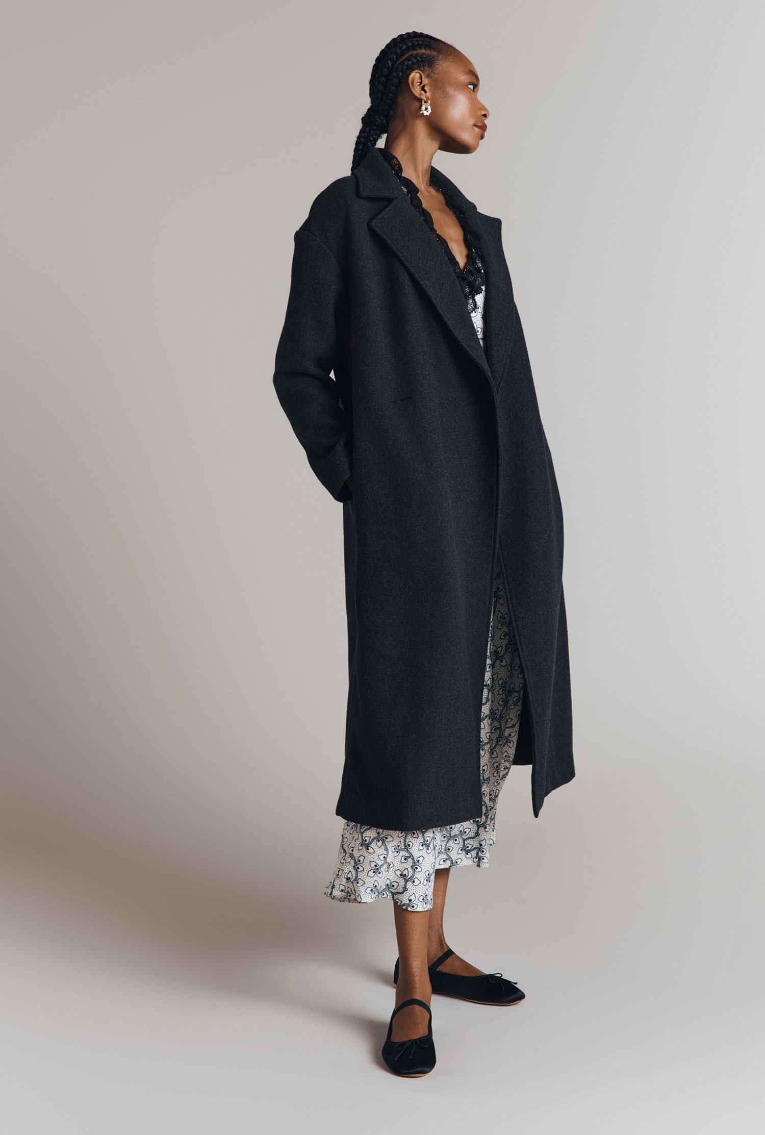 Abby Wool Blend Long Coat | Ghost London