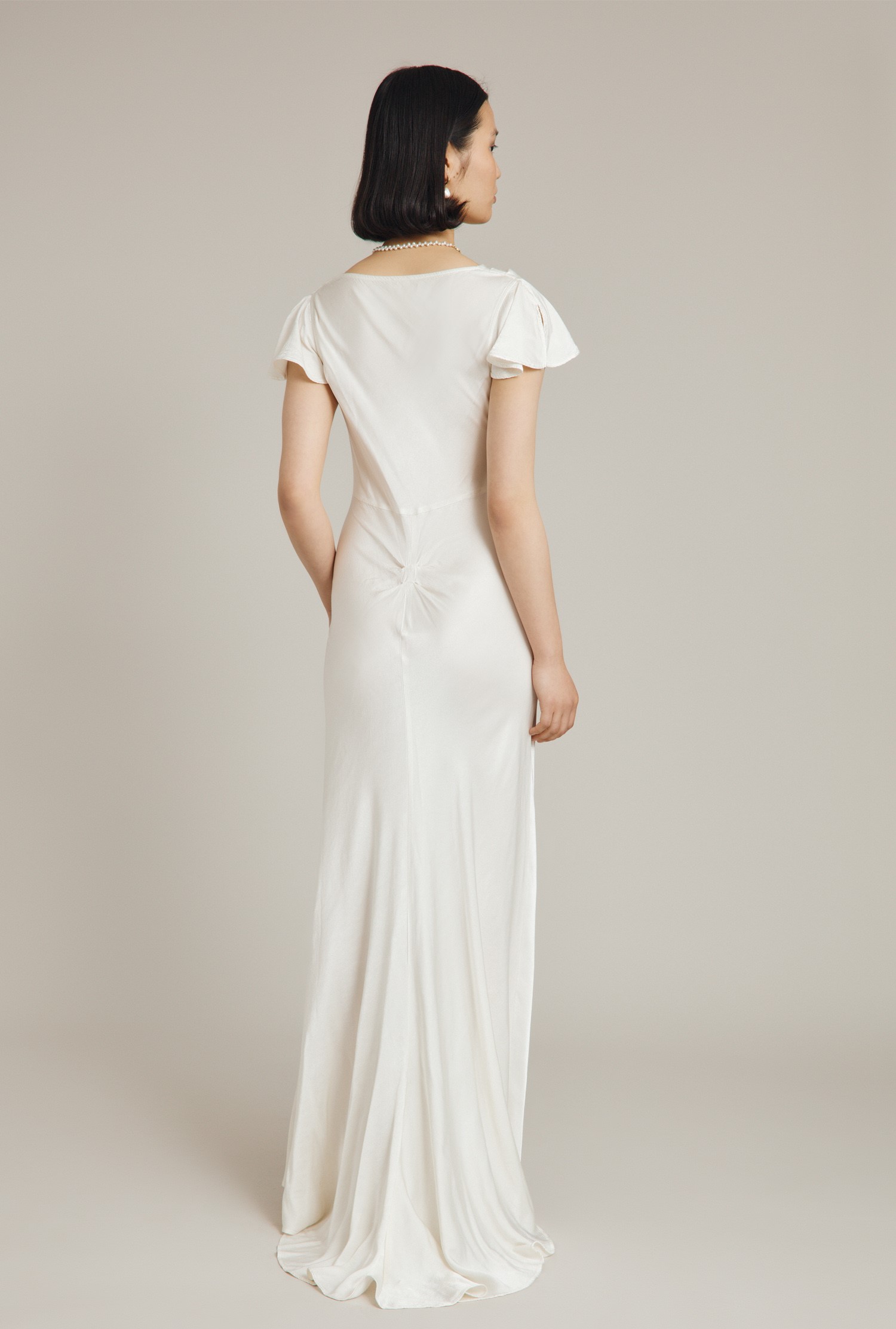 Ava Ivory Satin Maxi Dress | Ghost London