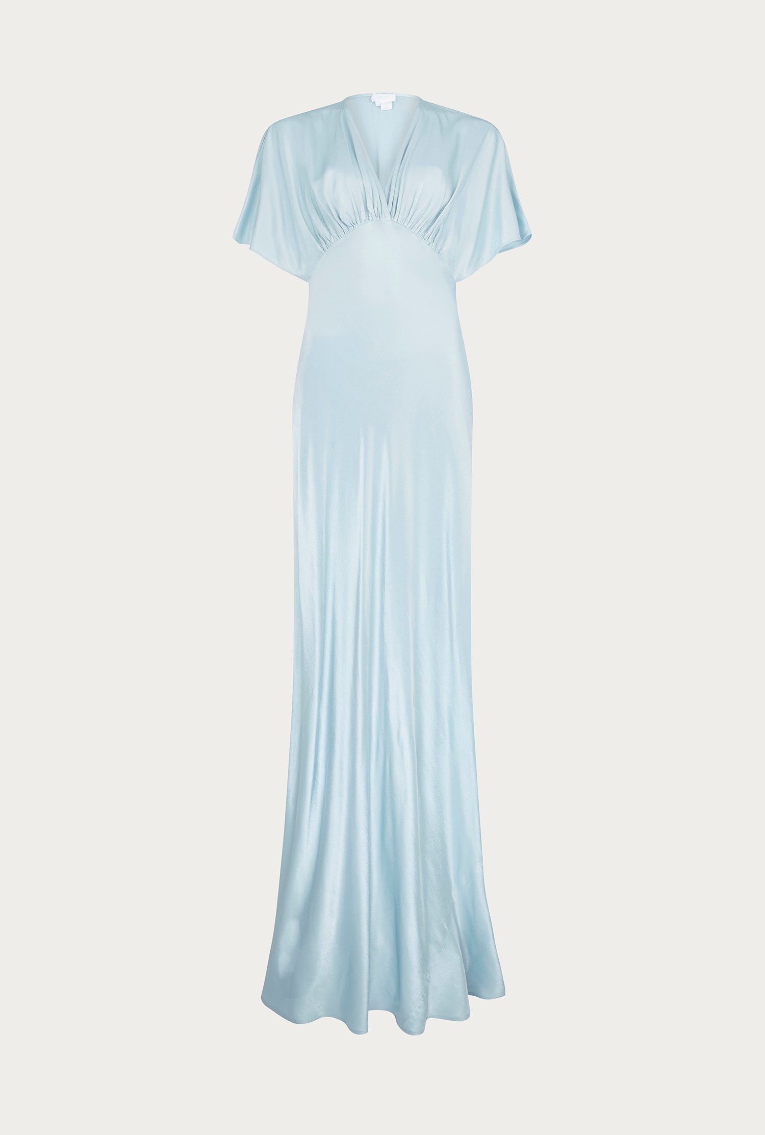 Collette Light Blue Satin Maxi Dress