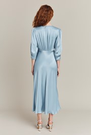 Madison Soft Blue Satin Midi Dress