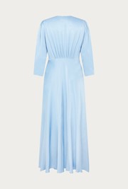 Madison Soft Blue Satin Midi Dress