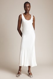 Palm Satin Midi Slip Dress