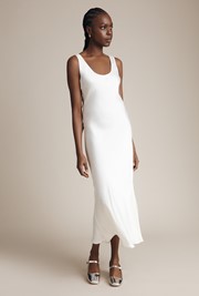 Palm Satin Midi Slip Dress