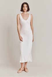 Palm Satin Midi Slip Dress