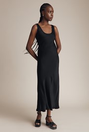 Palm Satin Midi Slip Dress