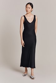 Palm Satin Midi Slip Dress