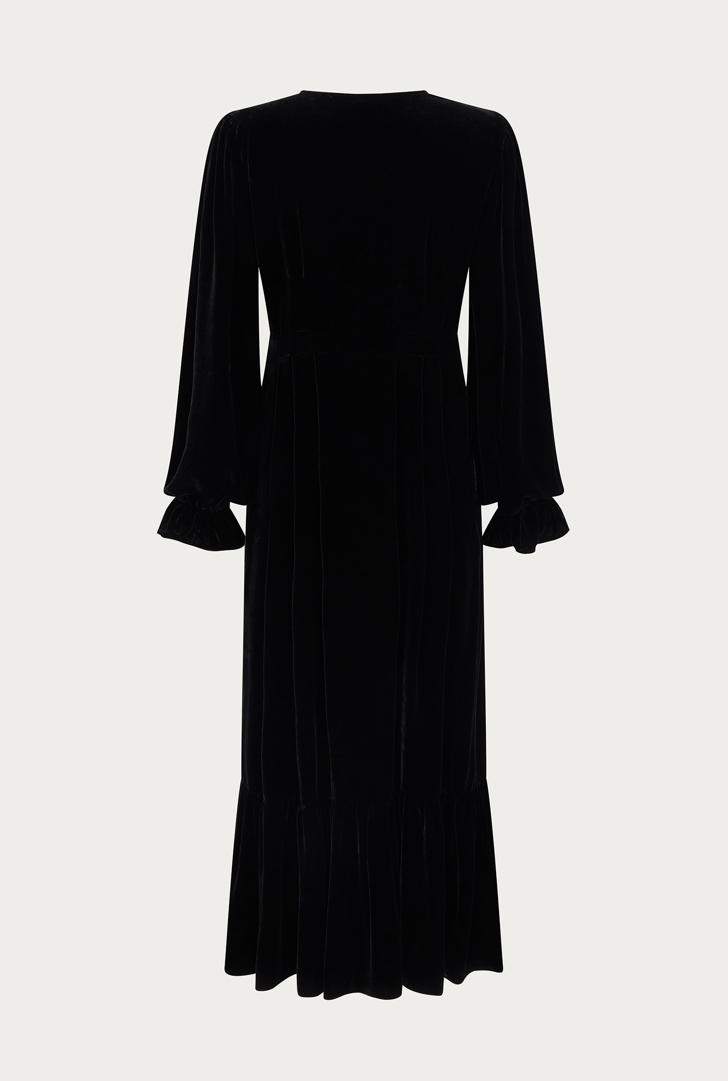 Sophia Black Velvet Midi Dress | Ghost London