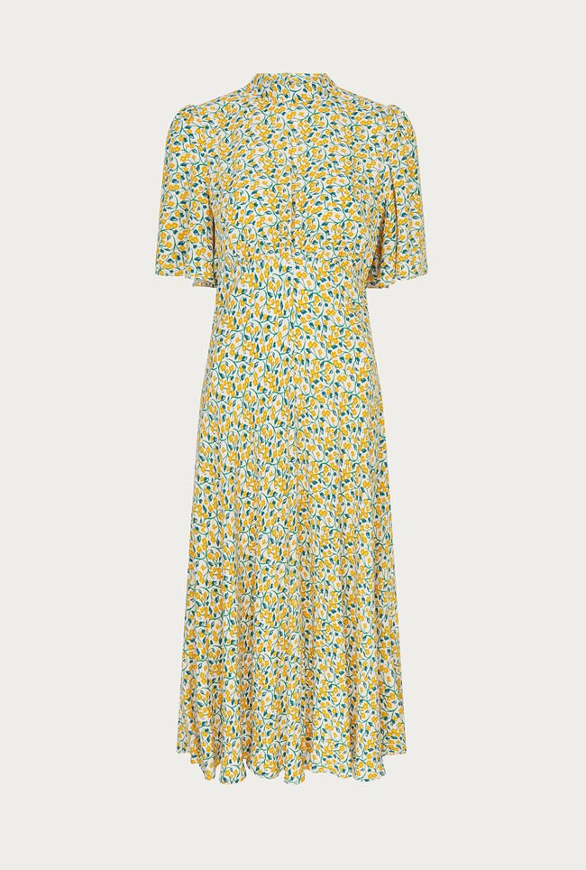Penny Yellow Buttercup Print Midi Dress | Ghost London