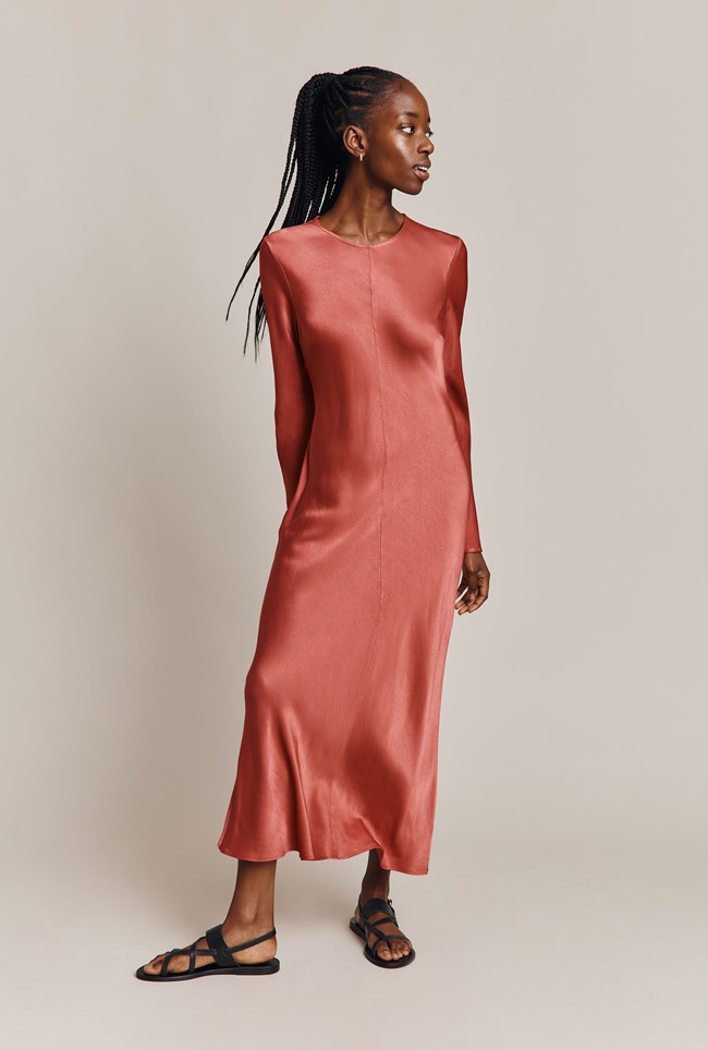 Mari Satin Midi Dress