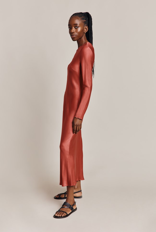 Mari Satin Midi Dress