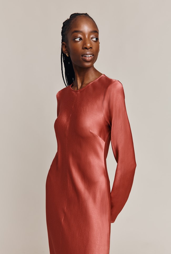 Mari Satin Midi Dress