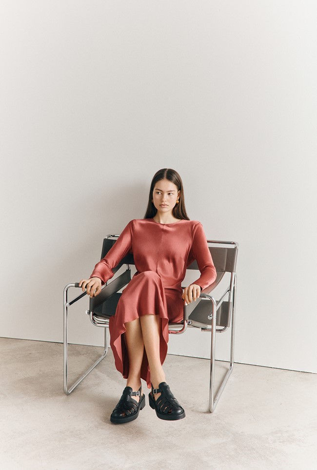 Mari Satin Midi Dress