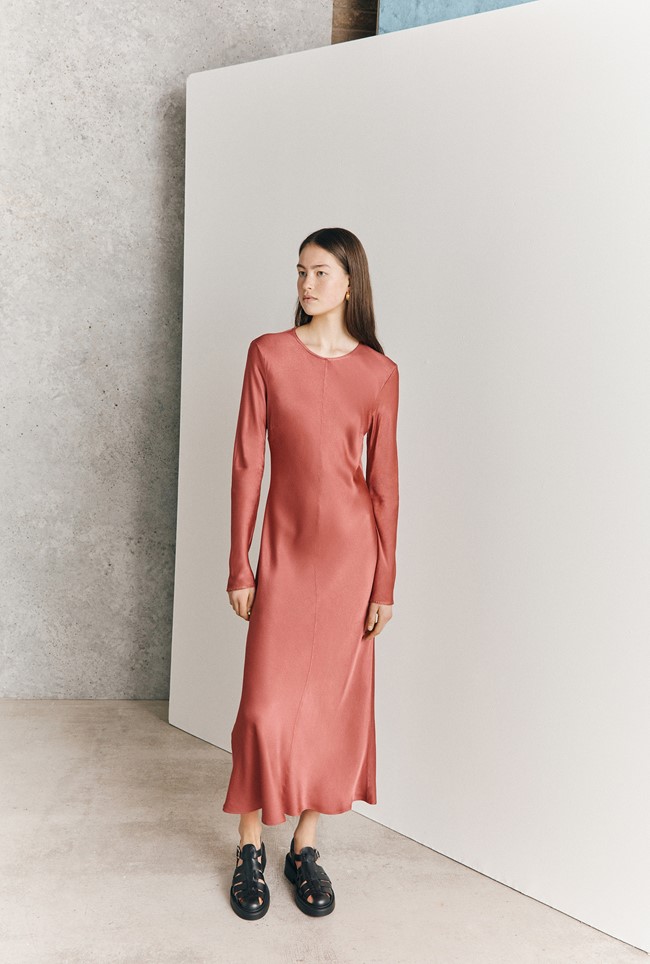 Mari Satin Midi Dress