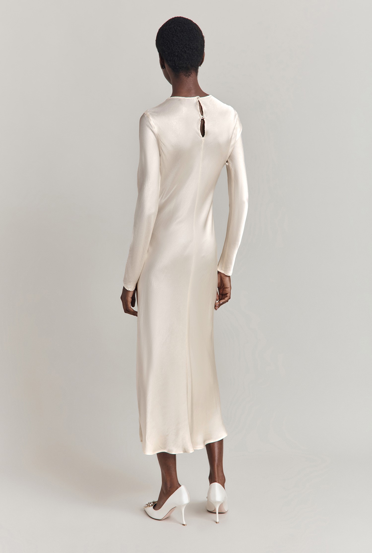 Mari Ivory Satin Midi Dress | Ghost London