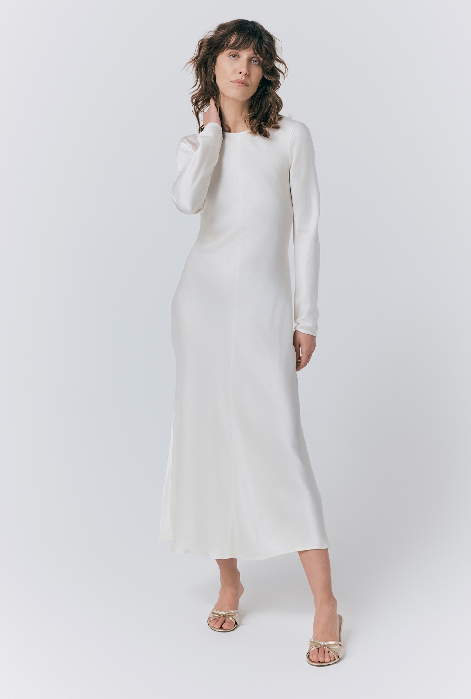 Mari Ivory Satin Midi Dress Ghost London
