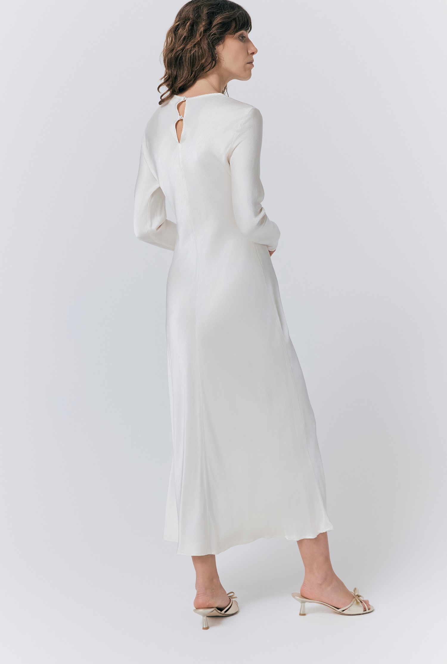 Ivory satin midi dress