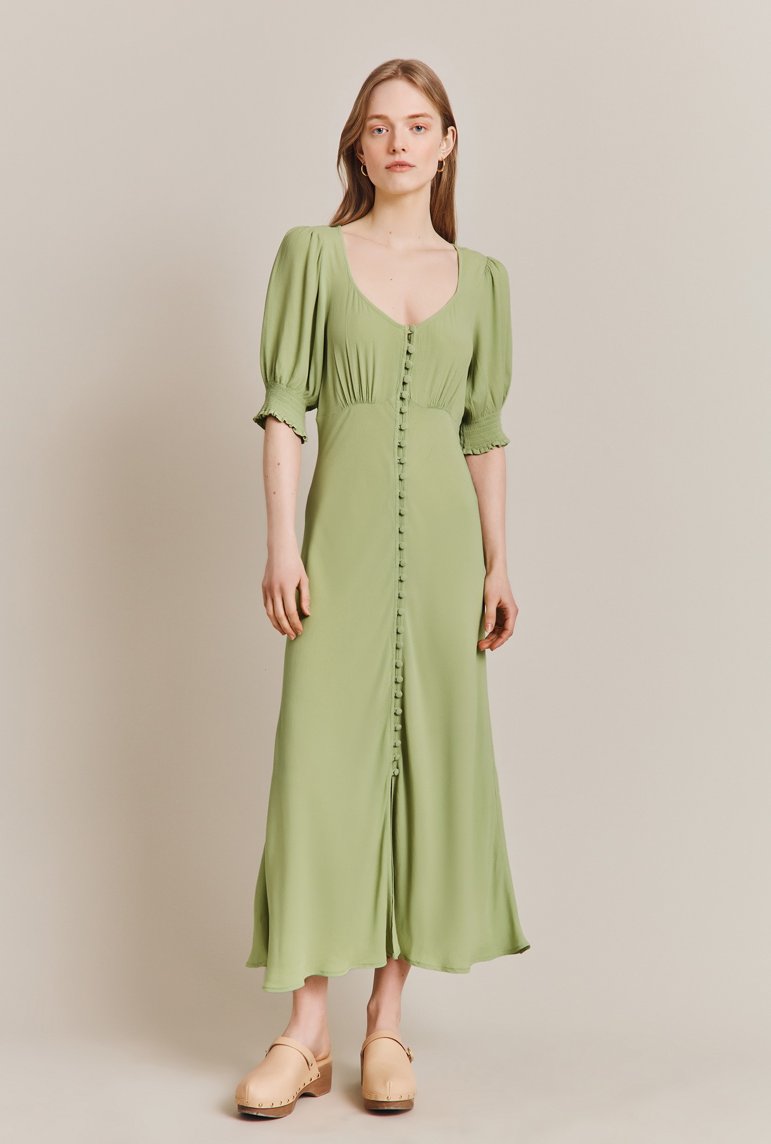 Coco Green Crepe Midi Dress