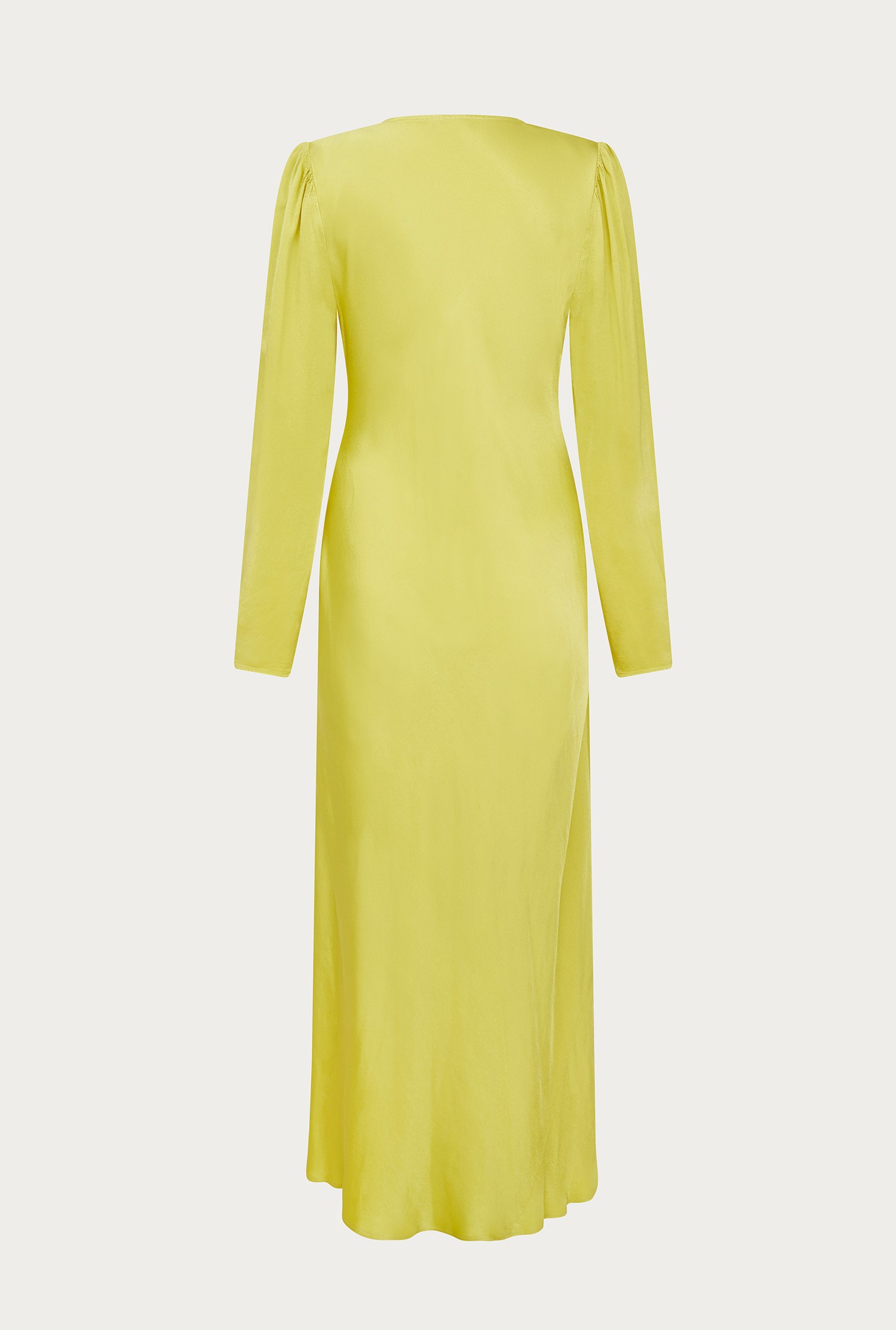 Hallie Lime Green Satin Midi Dress | Ghost London