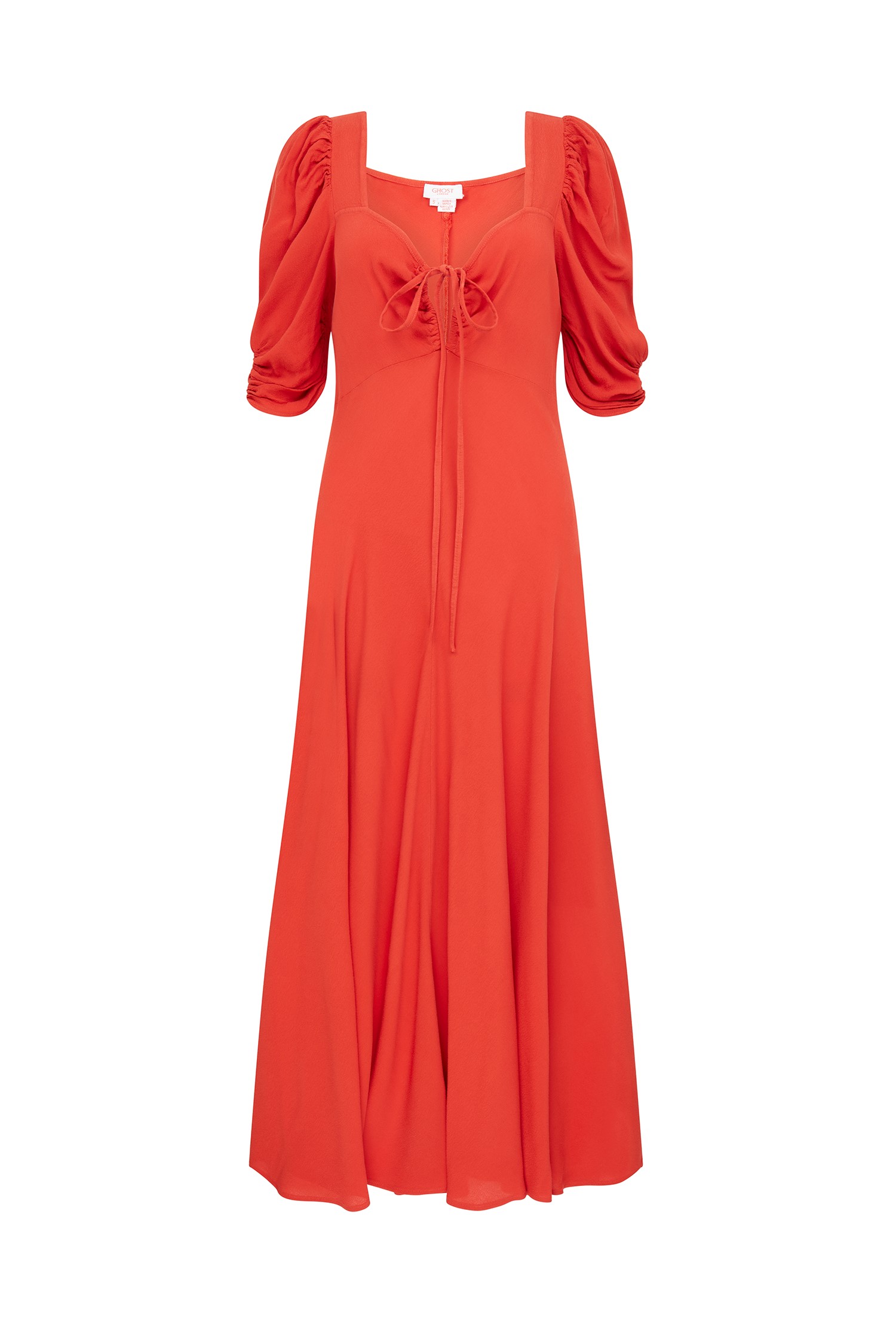 Penelope Orange Crepe Midi Dress | Ghost London