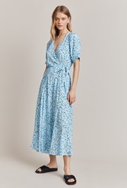 Ollie Blue Floral Crepe Midi Dress