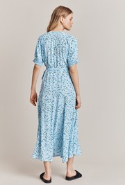 Ollie Blue Floral Crepe Midi Dress