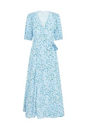 Ollie Blue Floral Crepe Midi Dress