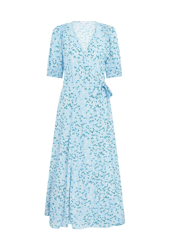 Ollie Blue Floral Crepe Midi Dress