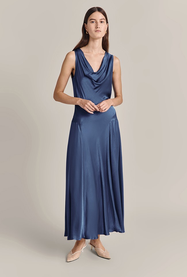 Indian Summers Inspired Clothing Evelyn Satin Maxi Dress £195.00 AT vintagedancer.com