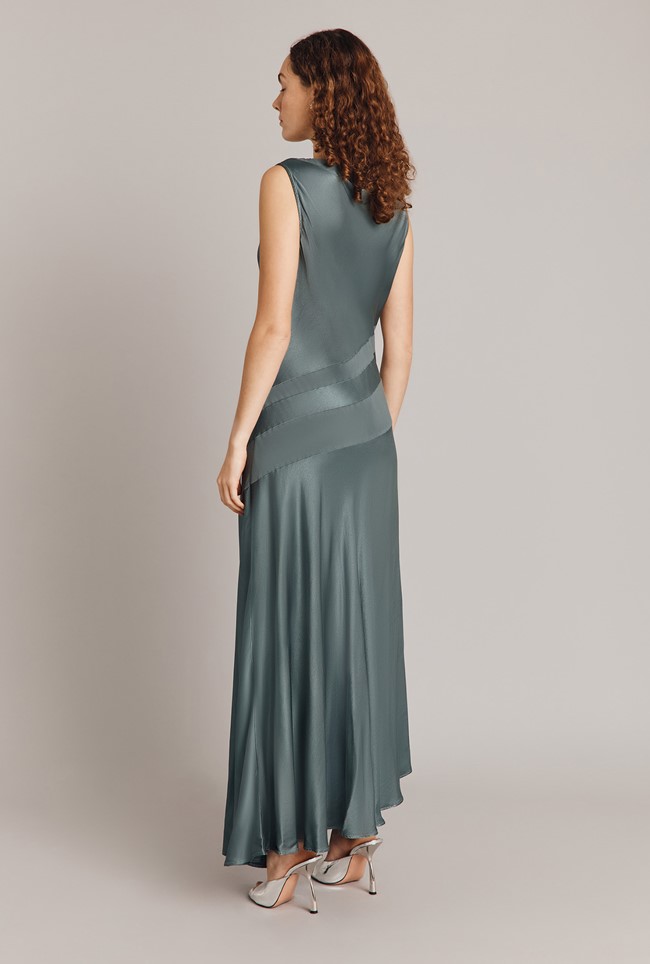 Addison Satin Asymmetric Midi Dress