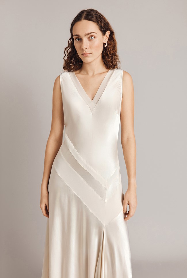 Addison Satin Asymmetric Midi Dress