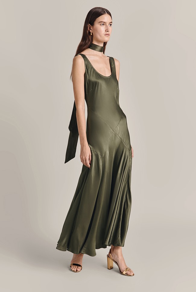 Maisie Satin Midi Dress
