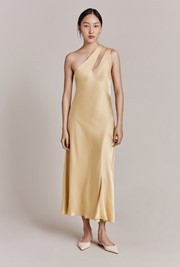 Rose One Shoulder Satin Midi Dress