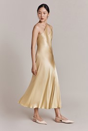Rose One Shoulder Satin Midi Dress