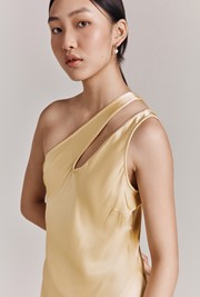 Rose One Shoulder Satin Midi Dress