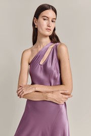 Rose One Shoulder Satin Midi Dress