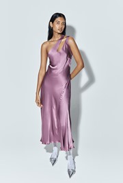Rose One Shoulder Satin Midi Dress