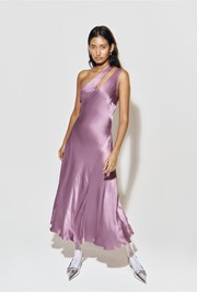 Rose One Shoulder Satin Midi Dress
