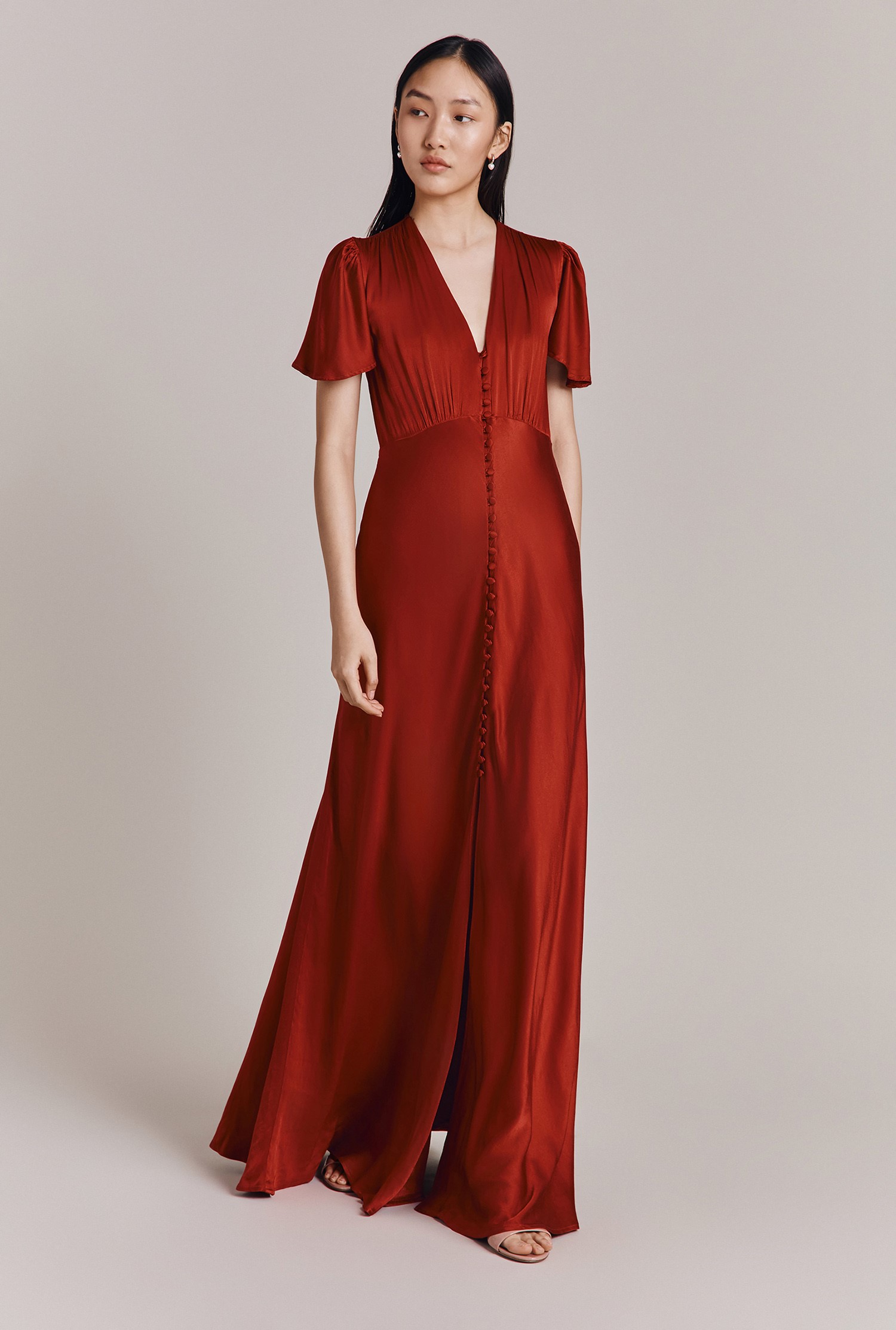 Delphine Satin Maxi Dress Ghost London