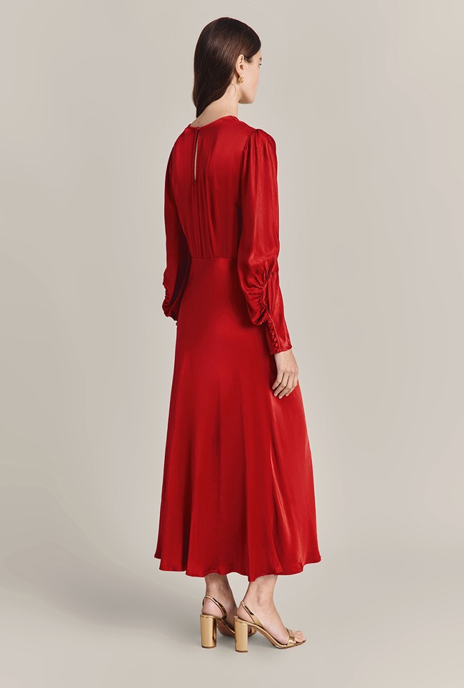 Fiona Satin Midi Dress