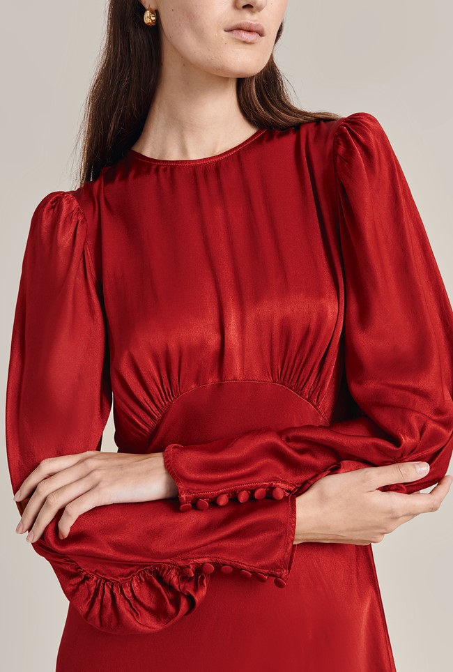 Fiona Satin Midi Dress