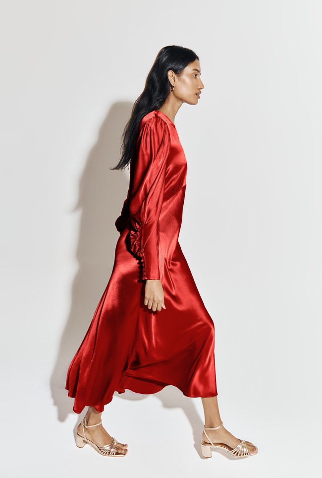 Fiona Satin Midi Dress