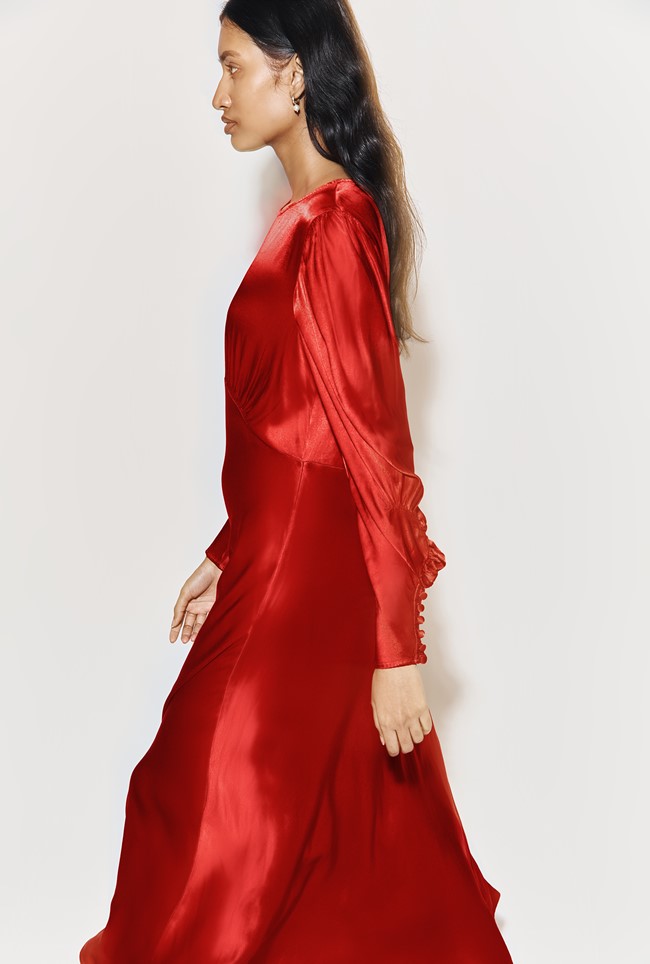 Fiona Satin Midi Dress