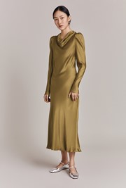 Frankie Cowl Neck Satin Midi Dress