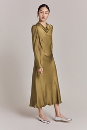 Frankie Cowl Neck Satin Midi Dress