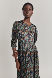 Maya Tiered Satin Midi Dress