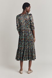 Maya Tiered Satin Midi Dress