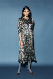 Maya Tiered Satin Midi Dress